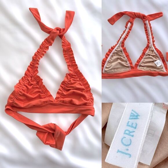 J. Crew Triangle Ruffle Bikini Top Size XS - Picture 1 of 7